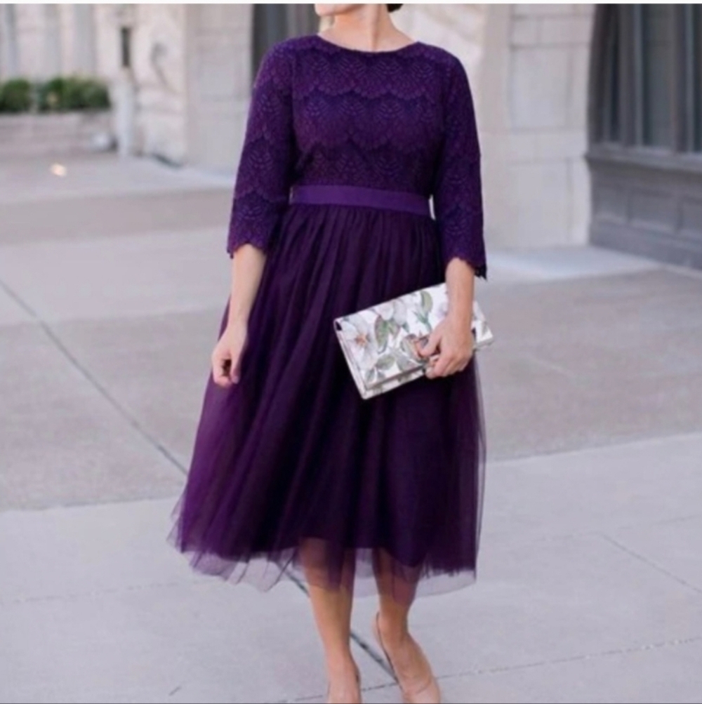 Dainty Jewell’s Dress Whimsical Wishes Plum Size L EUC